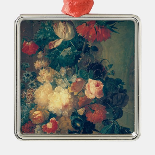 Flowers in a Vase with a Bird's Nest Metal Tree Decoration (Front)