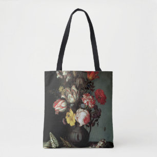 Flowers in a Vase with Shells and Insects Tote Bag