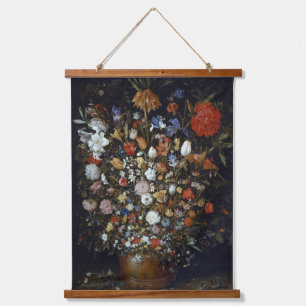 Flowers in a Wooden Vessel Jan Brueghel the Elder  Hanging Tapestry