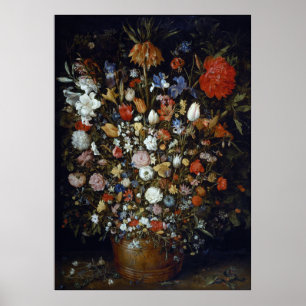 Flowers in a Wooden Vessel Jan Brueghel the Elder  Poster