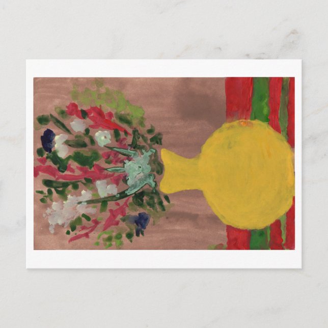 Flowers in a yellow vase postcard (Front)
