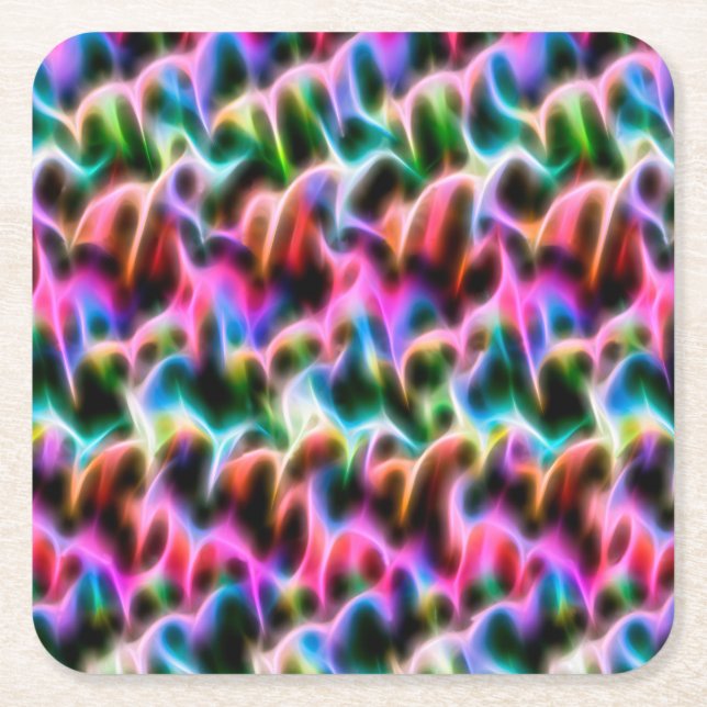 Flowers in abstract pastel colour square paper coaster (Front)