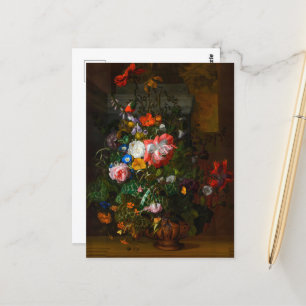 Flowers in an Urn on a Stone Ledge, 1680 by Ruysch Postcard