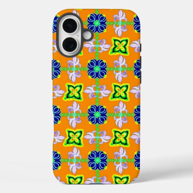 Flowers in Artdeco Retro Style green blue yellow Case-Mate iPhone Case (Back)