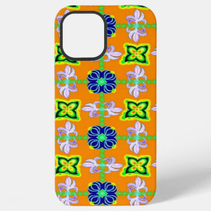 Flowers in Artdeco Retro Style green blue yellow iPhone Case