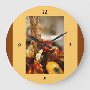 Flowers in Autumn Colours - Large Clock