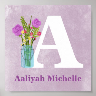 Flowers in Ball Mason Vase Custom Girl Wall Art