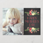 Flowers in Bloom | Chalkboard Mother's Day Card<br><div class="desc">Customisable Mother's day photo card featuring floral illustration on chalkboard background.</div>