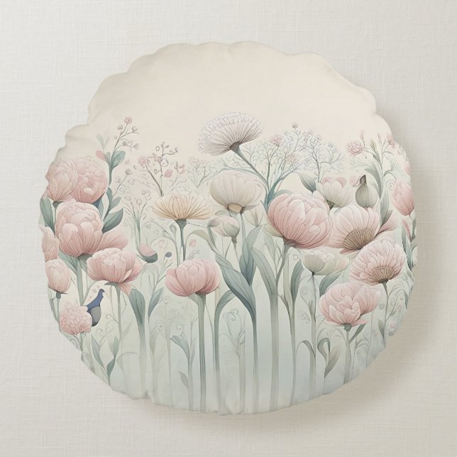 Flowers in Bloom Round Cushion (Front)