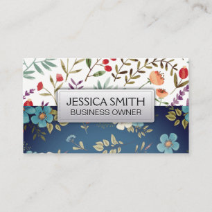Flowers in Bloom Wild Blue White Flowers Business Card