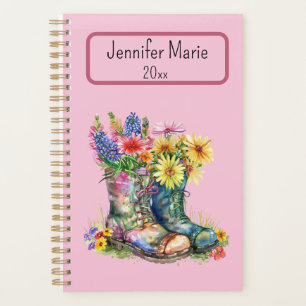Flowers in Boots Personalise with Name, Year Planner