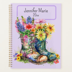 Flowers in Boots Personalise with Name, Year Planner