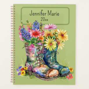 Flowers in Boots Personalise with Name, Year Planner