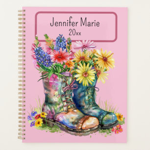 Flowers in Boots Personalise with Name, Year Planner