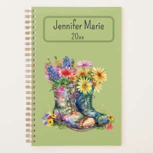 Flowers in Boots Personalise with Name, Year Planner