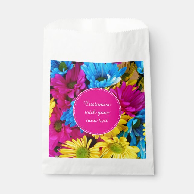 Flowers in Bright Colours Custom Text Favour Bag (Front)