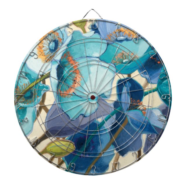 Flowers in Different Shades of Purple and Blue Dartboard (Front)