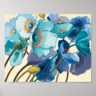 Flowers in Different Shades of Purple and Blue Poster