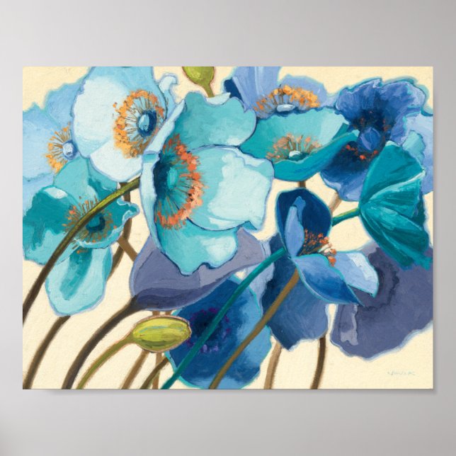 Flowers in Different Shades of Purple and Blue Poster (Front)