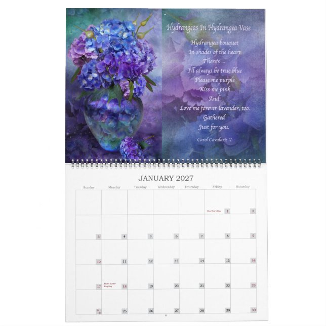 Flowers In Fancy Vases Art Calendar 2015 (Jan 2027)
