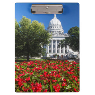 Flowers In Front Of State Capitol Building Clipboard