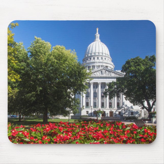 Flowers In Front Of State Capitol Building Mouse Pad (Front)
