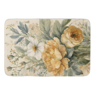flowers in gardern bath mat