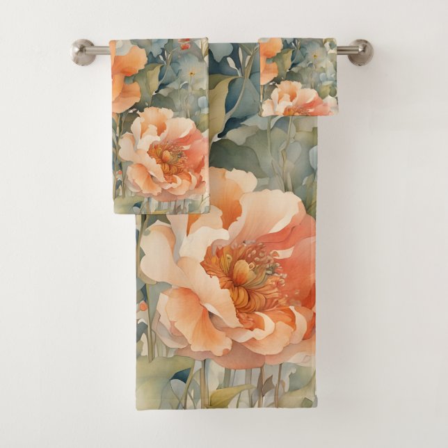 Flowers in gardern bath towel set (Insitu)