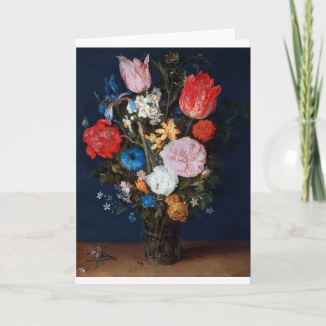 Flowers in Glass Vessel, Jan Brueghel the Elder Card (Front)