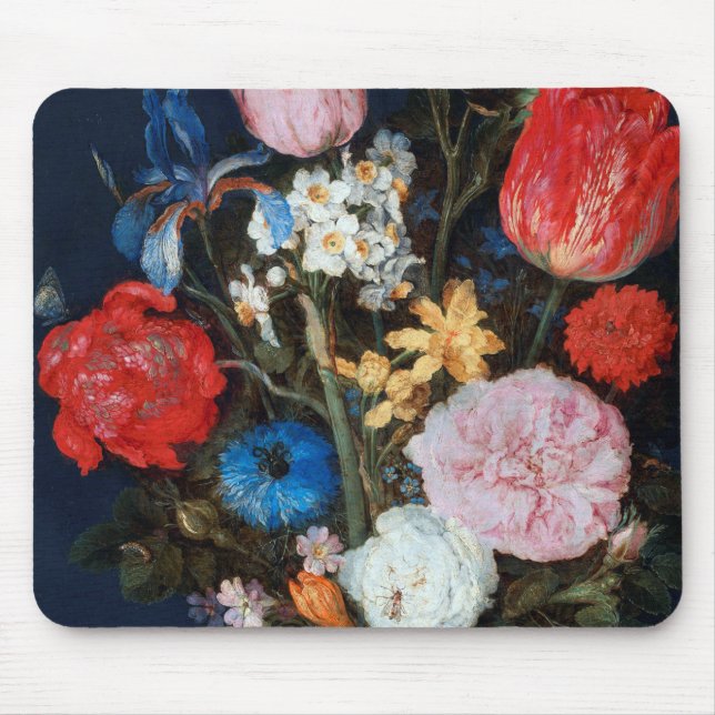 Flowers in Glass Vessel, Jan Brueghel the Elder Mouse Pad (Front)