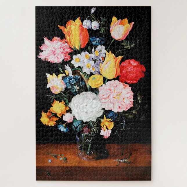 Flowers in Glass Vessel, Jan Brueghel the Younger Jigsaw Puzzle (Vertical)
