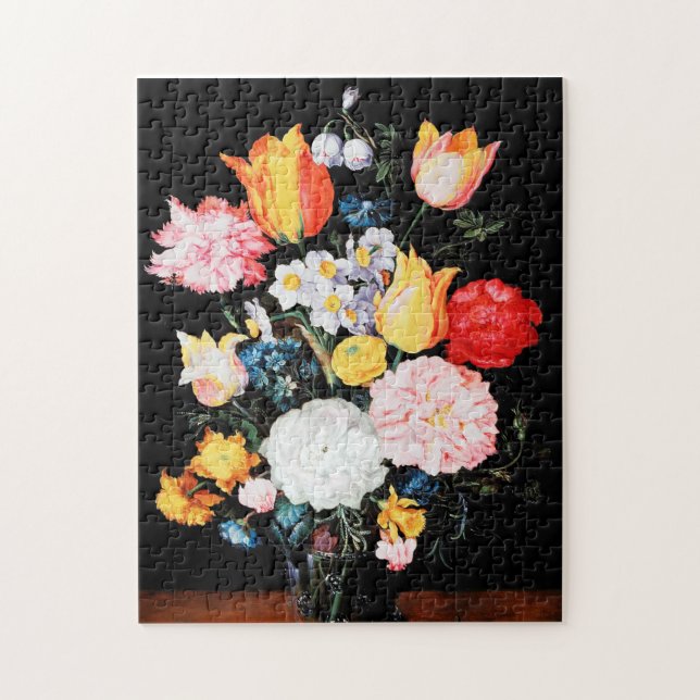 Flowers in Glass Vessel, Jan Brueghel the Younger Jigsaw Puzzle (Vertical)