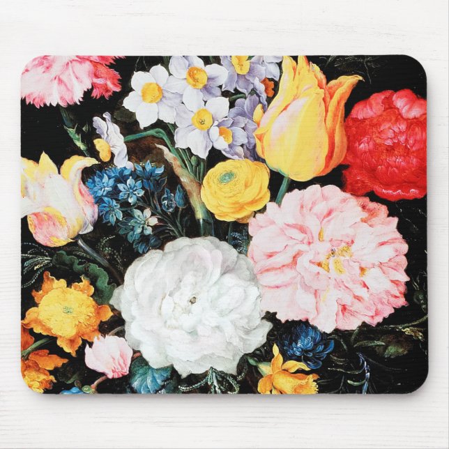 Flowers in Glass Vessel, Jan Brueghel the Younger Mouse Pad (Front)