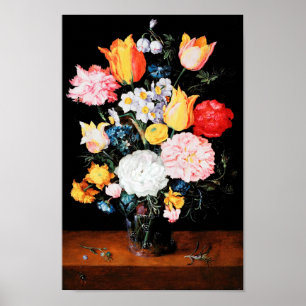 Flowers in Glass Vessel, Jan Brueghel the Younger Poster