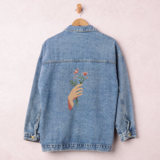 Flowers in hand denim jacket