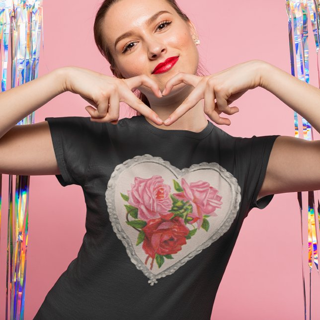 Flowers in Heart T-shirt (Flowers in Heart Womens T-shirt)