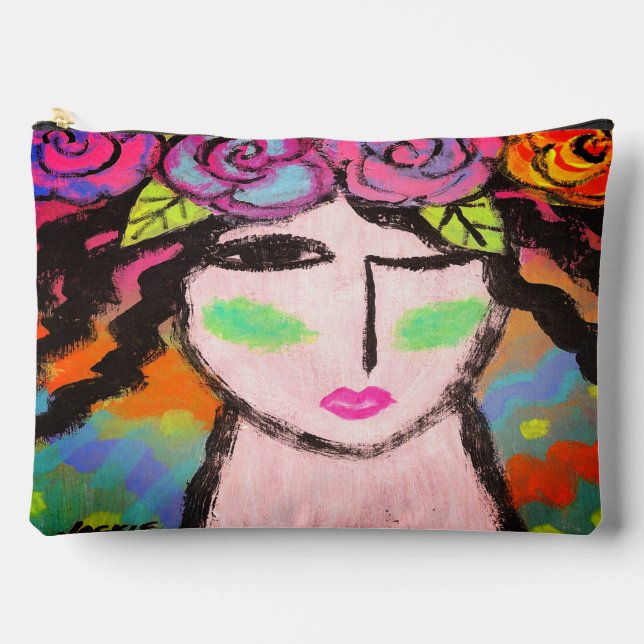 Flowers in Her Hair Abstract Art Accessory Pouch (Front)