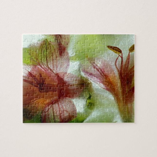 Flowers in ice jigsaw puzzle (Horizontal)