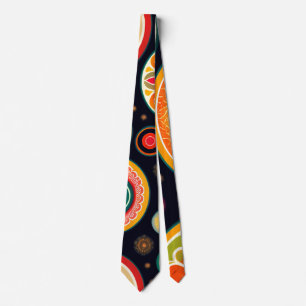 Flowers in Melon Red Psychedelic Pattern Tie