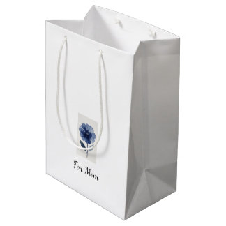 Flowers in Morning Blue | Personalised Blue Floral Medium Gift Bag