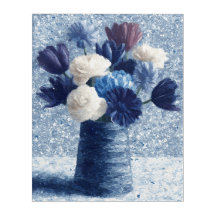 Flowers in Morning Blue | Textured Floral Acrylic
