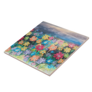 Flowers in Pastels Tile - Original Colours