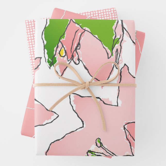 Flowers in Pink and Green AKA Sorority Wrapping Paper Sheet (In situ)