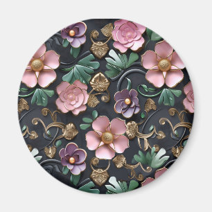 Flowers in Pink and Purple Magnet