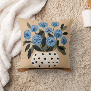Flowers in Polka-Dot Vase Cushion