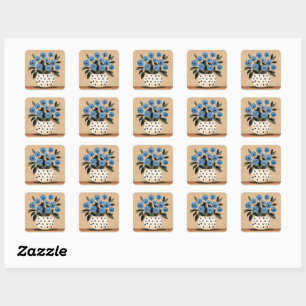 Flowers in Polka-Dot Vase Square Sticker