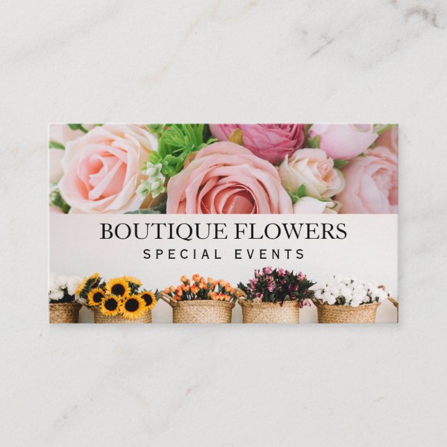 Flowers in Pots | Beautiful Roses Business Card (Front)