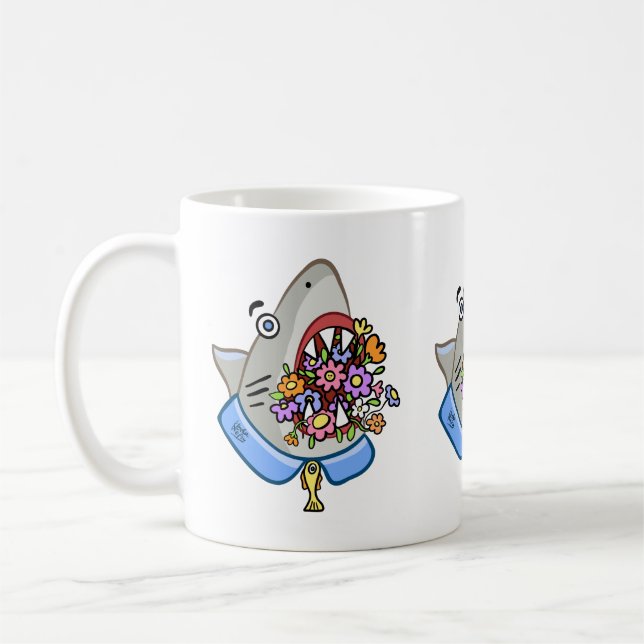 Flowers In Shark Jaws Coffee Mug (Left)