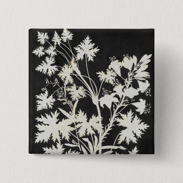 Flowers in Silhouette 15 Cm Square Badge (Front)