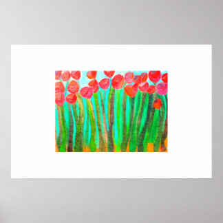 Flowers in tall grass poster
